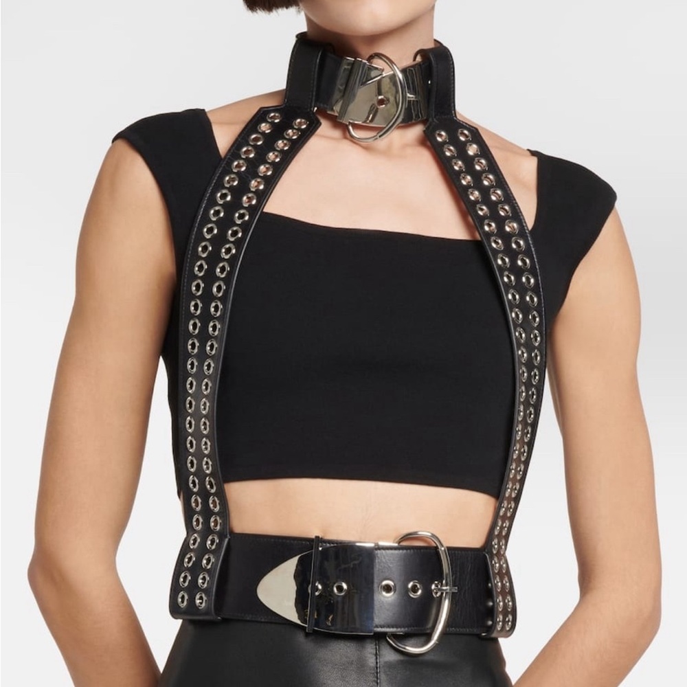 Rabanne Leather Eyelet Harness (one size)
